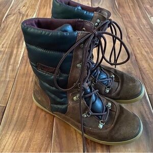 Timberland Boots Deering Puffy Winter Lined Brown Leather Lace Up Boots Size 8M